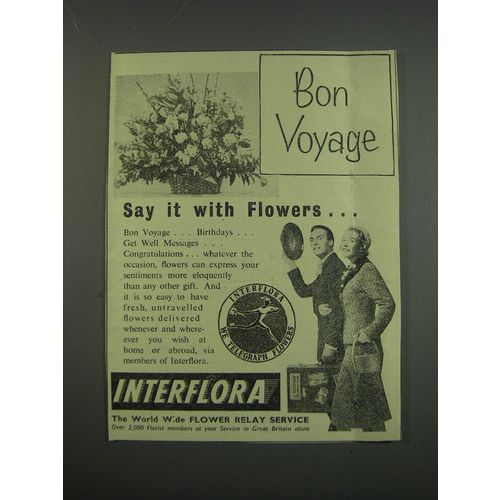 1955 Interflora Flower Relay Service Ad - Bon Voyage
