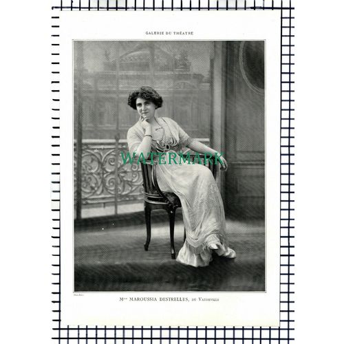 X1598) Mlle Maroussia Destrelles Actress Vaudeville France - 1910 Book Print