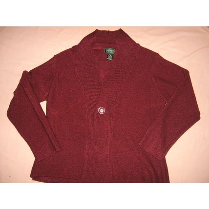 Womens Lemon Grass Red Cardigan PXL 44 Inch Chest Sweater Nubby Texture