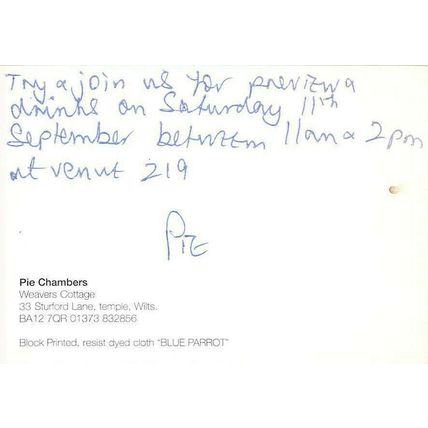Pie Chambers Blue Parrot Postcard used VGC