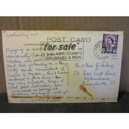 LOWER FISHGUARD, PEMBROKESHIRE, WALES used vintage postcard, 1964 postmark =
