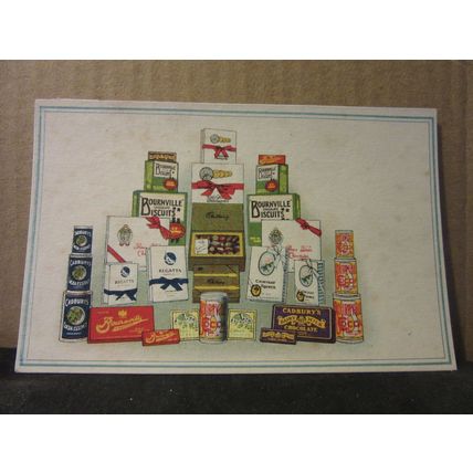 1910 CADBURY'S CHOCOLATE PRODUCTS. unused vintage postcard advertising #