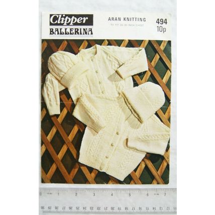 Vintage: Clipper Ballerina 494 cardigans and caps, aran