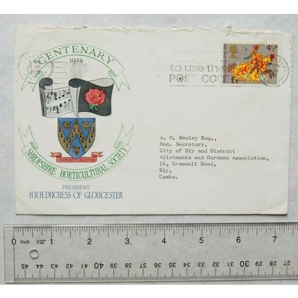 1975 first day cover Centenary Shropshire Horticultural Society