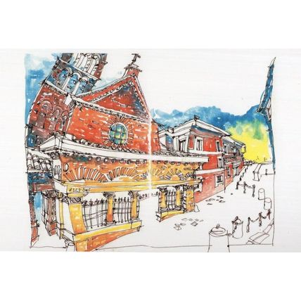 Velabro Rome Italy Stunning Sketch Drawing Painting Postcard