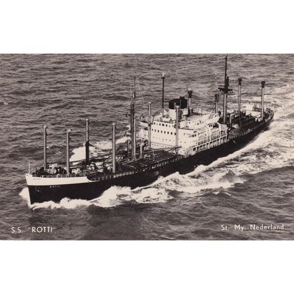SS Rotti Dutch Ship Vintage Real Photo Postcard
