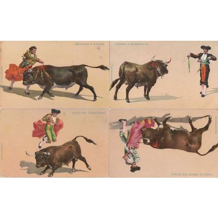 Bullfighting 4x Spanish Bull Fighter Vintage Old Postcard s