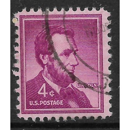 USA 1954 LIBERTY ISSUE 4c BRIGHT PURPLE LINCOLN SG 1034 FINE USED#