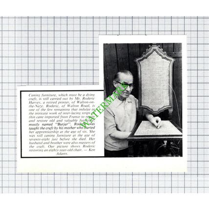 Mr Roderic Harvey Walton-on-the-Naze Essex Furniture Caning - 1981 Cutting