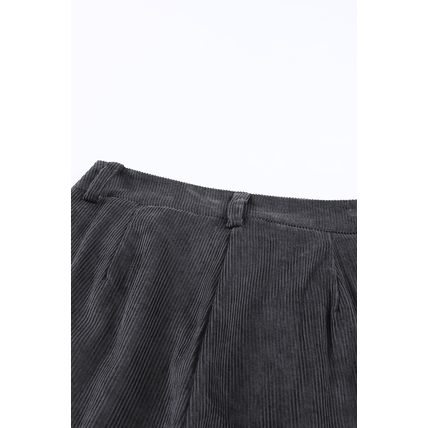 Gray Corduroy High Waist Straight Leg Pants