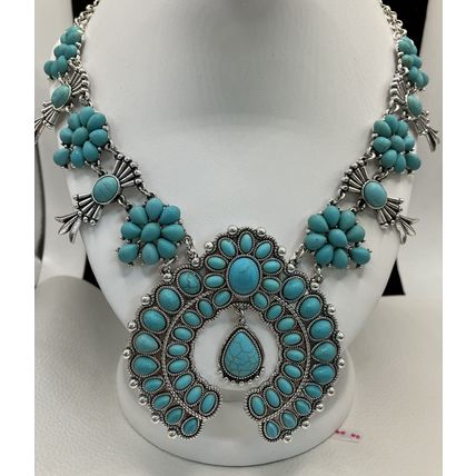 Southerwestern Style Flower Blossum Necklace with Earrings #944