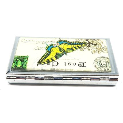 Butterfly Carte Postal Pill Box Square 1.3 CM - Ladies Gift Storage
