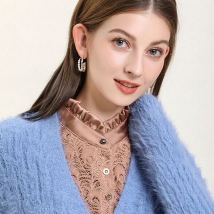 Women Lace Fake Satin Collar Button Down Detachable False Collar Half Shirt Top