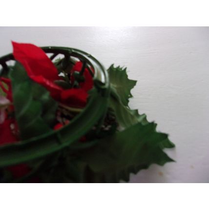 Vintage Christmas Candle Ring Silk Poinsettia Pine Cones 8''