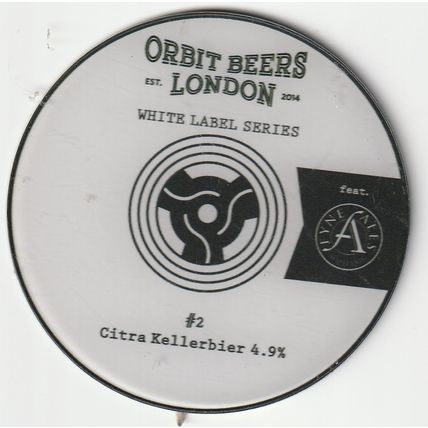 USED GLASS KEG CLIP FRONT - ORBIT BEERS LONDON - CITRA KELLERBIER