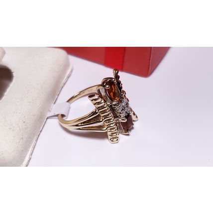 Estate 1.05ctw Natural Oval Garnet & Diamond Fancy SureCrest 14Kt YG Ring #21029