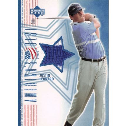 Justin Leonard America's Best 2002 Upper Deck Real Worn Golf Shirt Card