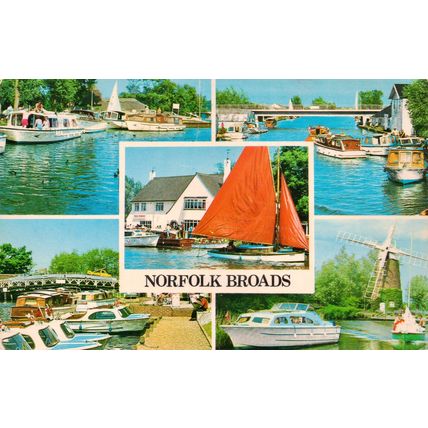 Postcards Norfolk Broads multiviews x3. Job lot