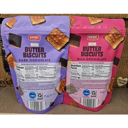 Benton's Mini Butter Biscuits Dark & Milk Chocolate 3.53oz 100g (2 Bags)