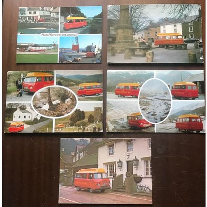 5 postcards lot Royal Mail post buses & postal services Cornwall Cumbria etc