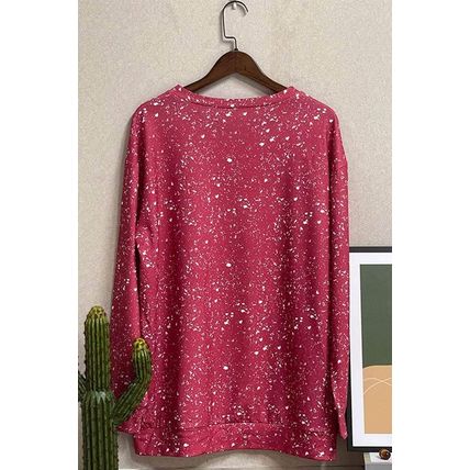 Red Tie-dyed Crew Neck Pullover Sweatshirt