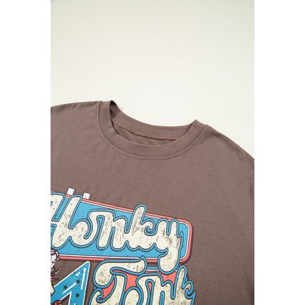Chicory Coffee Honky Tonk Honey Graphic Crew Neck Western Fashion Tee