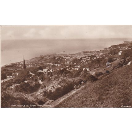 ED 145 VENTNOR FROM THE DOWNS. PRINTED POSTCARD.