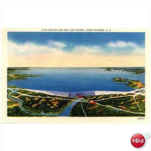 1940's Saluda Dam & Lake Murray, near Columbia, South Carolina