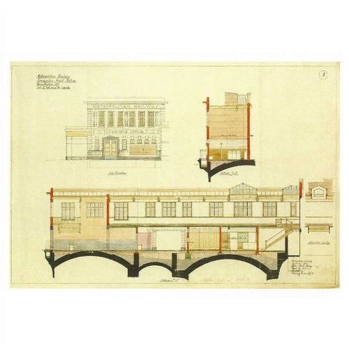 LTM1511: Drawing of Farringdon Street Station reconstruction, side elevation.
