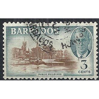 Barbados 1950 SG273 3c Reddish-Brown & Blue-Green Fine Used ...