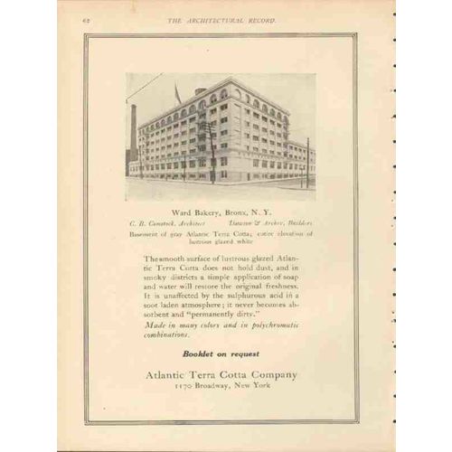 atlantic terra cotta company 1912 ward bread bldg bronx ny vintage ad