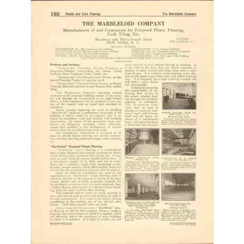 marbleloid company 1916 fireproof plastic flooring vintage catalog