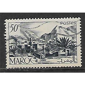 FRANCE MOROCCO 1954 50F INDIGO TODRA VALLEY SG 337e FINE USED#