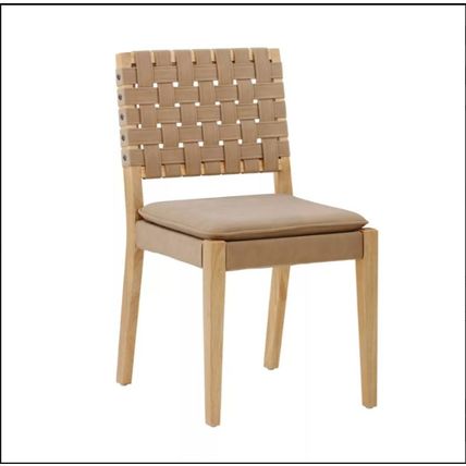 Nathan James "Cohen" 19" Seat Height- Dining Chair - Light Brown Woven Faux Leat