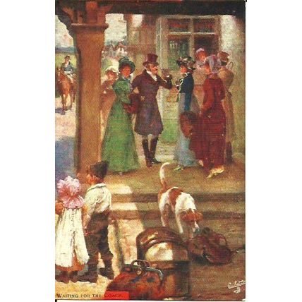 Art WAITING FOR THE COACH Postcard (Tuck Oilette 3270)
