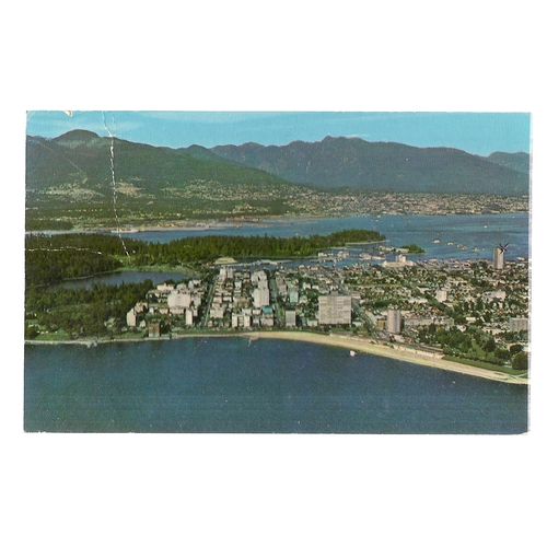 ENGLISH BAY, VANCOUVER, .used vintage postcard.1980'S? STAMP REMOVED =
