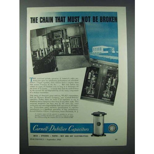 1943 Cornell-Dubilier Capacitors Ad - Not Be Broken
