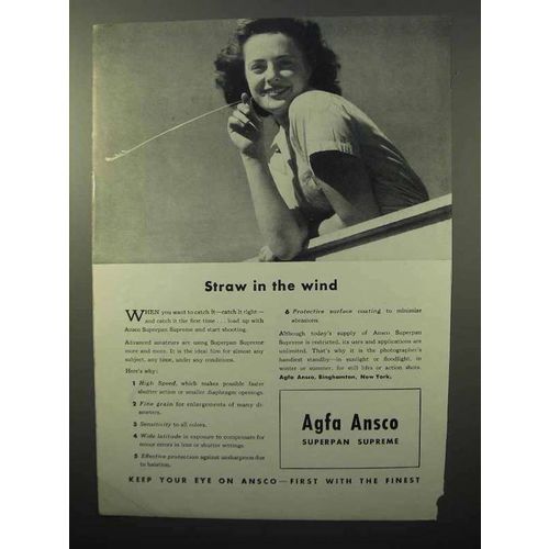 1943 Agfa Ansco Superpan Supreme Film Ad - Straw Wind