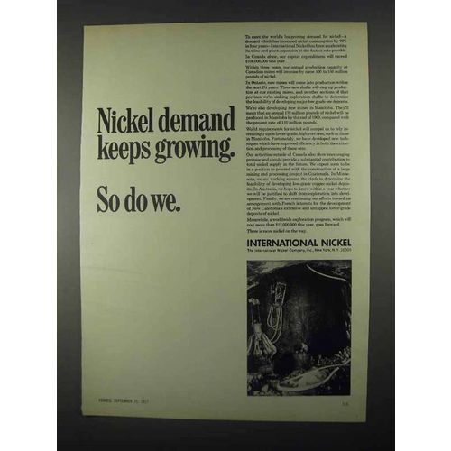 1967 International Nickel Ad - Demand Keeps Growing