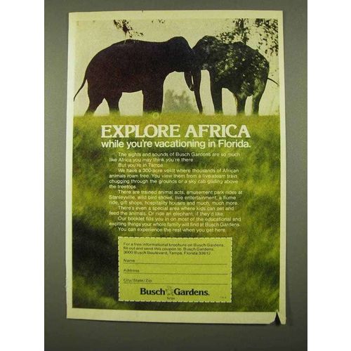 1975 Busch Gardens Florida Ad - Explore Africa