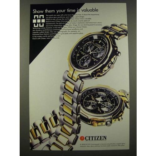 1986 Citizen Chronograph Ad - Show Them Your Time is Valuable