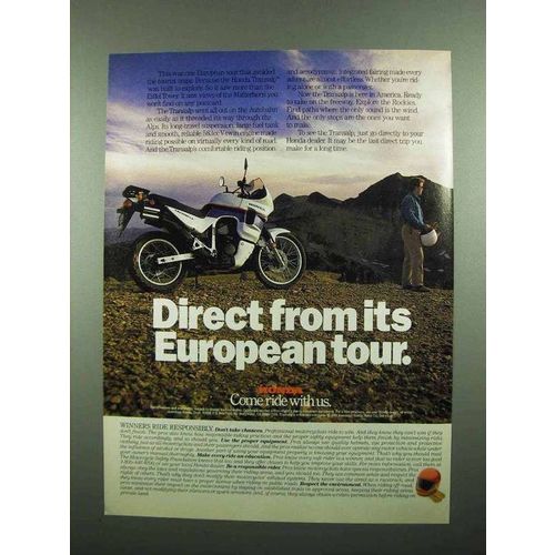 1989 Honda Transalp Motorcycle Ad - European Tour