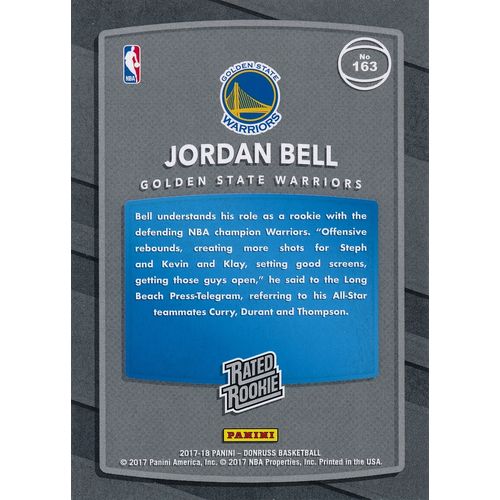 2017-18 Donruss Rated Rookie Green Flood 163 Jordan Bell Golden State Warriors