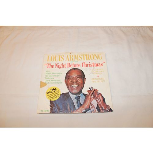 Louis Armstrong Picture Sleeve ONLY-LOUIS ARMSTRONG NARRATES THE NIGHT BEFORE CH