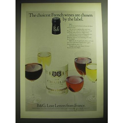 1974 B&G Barton & Guestier Wine Ad - The choicest French wines are chosen