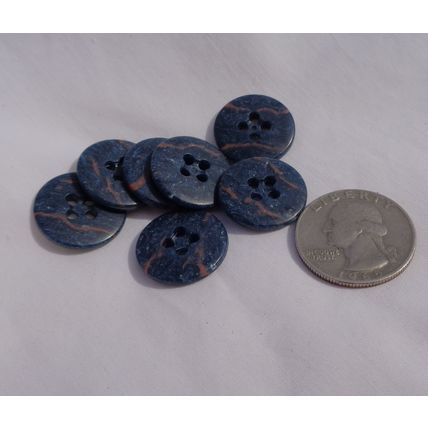 VV7 7 Blue Mottle Buttons 18mm 3/4 Inch 4 Hole Resin Sewing