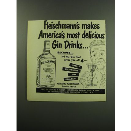 1949 Fleischmann's Gin Ad - Fleischmann's makes America's most delicious Gin