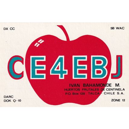 Chile Radio Contact With Norfolk UK QSL Card