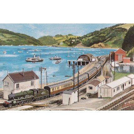 Dumbleton Hall Train No 4920 At Kings Wear Station Painting Postcard