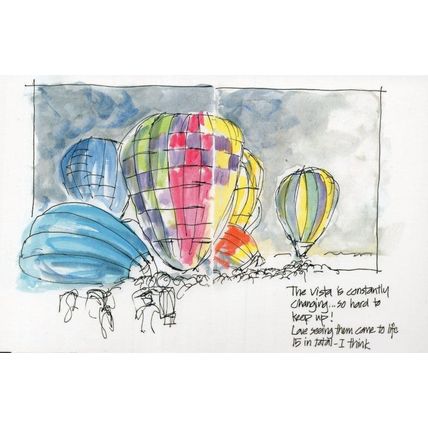 Australia Day Hot Air Balloon Sydney Fete Festival Painting Postcard